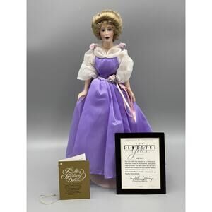 1988 Franklin Heirloom Gemstone Girl Amethyst Porcelain Doll 13” Vintage